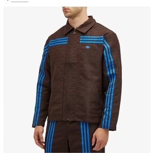 Adidas Men's Jacket in Brown with Blue Accents